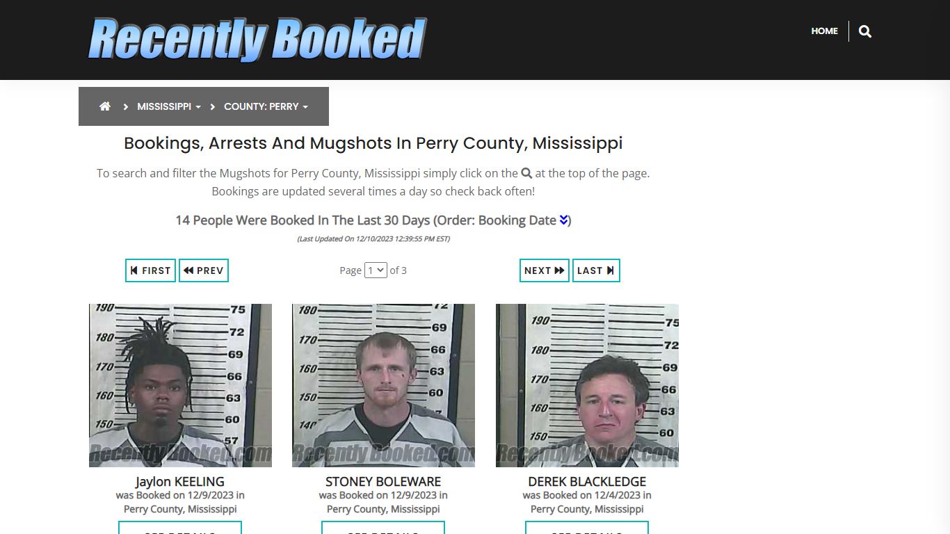 Bookings, Arrests and Mugshots in Perry County, Mississippi